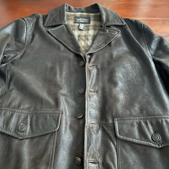 Vintage Banana Republic 3/4 Length Brown Leather Coat - Picture 15 of 16